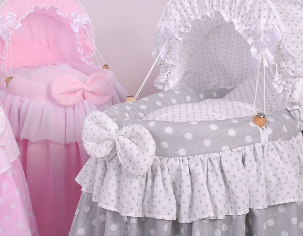 Wicker crib for doll - Moses basket for dolls with hood - grey - Image 6