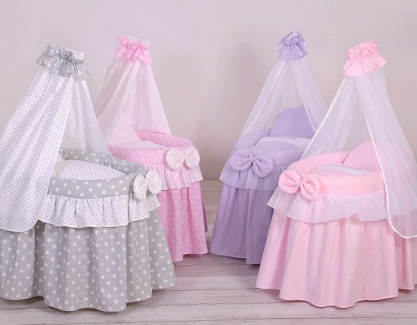 Wicker crib for doll - Moses basket for dolls with drape - grey - Image 5