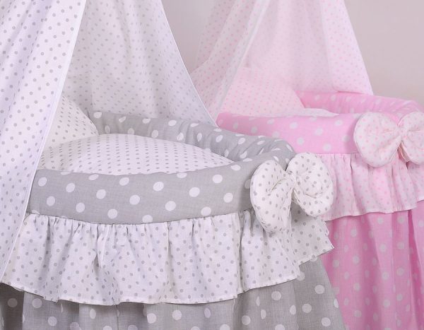 Wicker crib for doll - Moses basket for dolls with drape - grey - Image 6