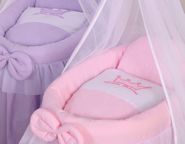 Wicker crib for doll - Moses basket for dolls with drape - pink - Image 7
