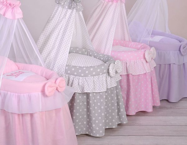 Wicker crib for doll - Moses basket for dolls with drape - grey - Image 7