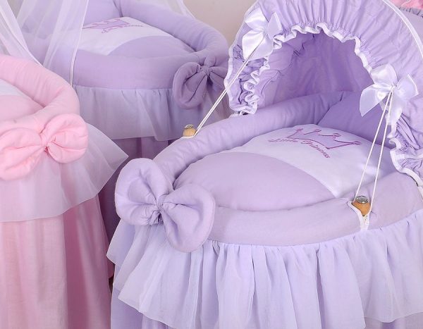 Wicker crib for doll - Moses basket for dolls with hood - lilac - Image 7