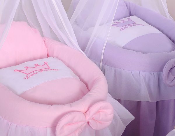 Wicker crib for doll - Moses basket for dolls with drape - pink - Image 10