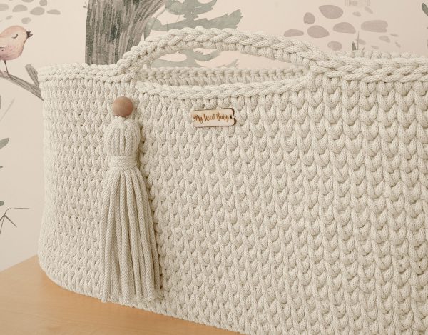 Moses basket BOHO Handmade cotton with mattress - cream - Image 5