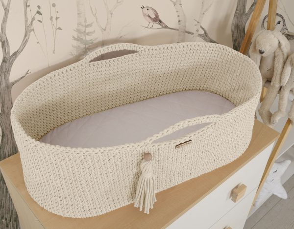 Moses basket BOHO Handmade cotton with mattress - cream - Image 6