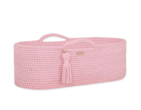 Moses basket BOHO Handmade cotton with mattress - pink - Image 6