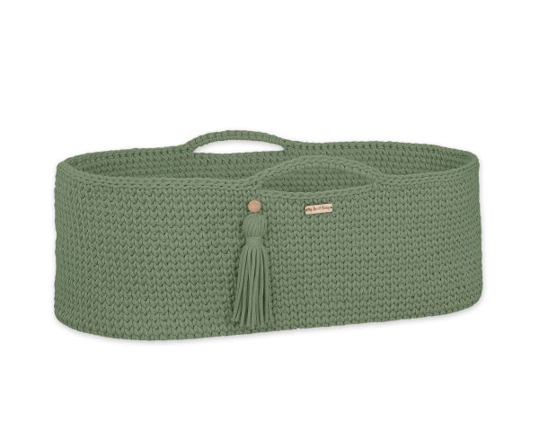Moses basket BOHO Handmade cotton with mattress - sage - Image 6