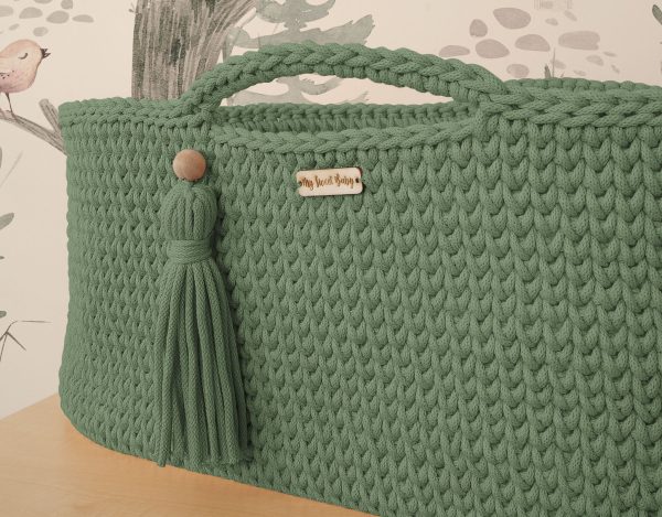 Moses basket BOHO Handmade with stand - pistachio - Image 7