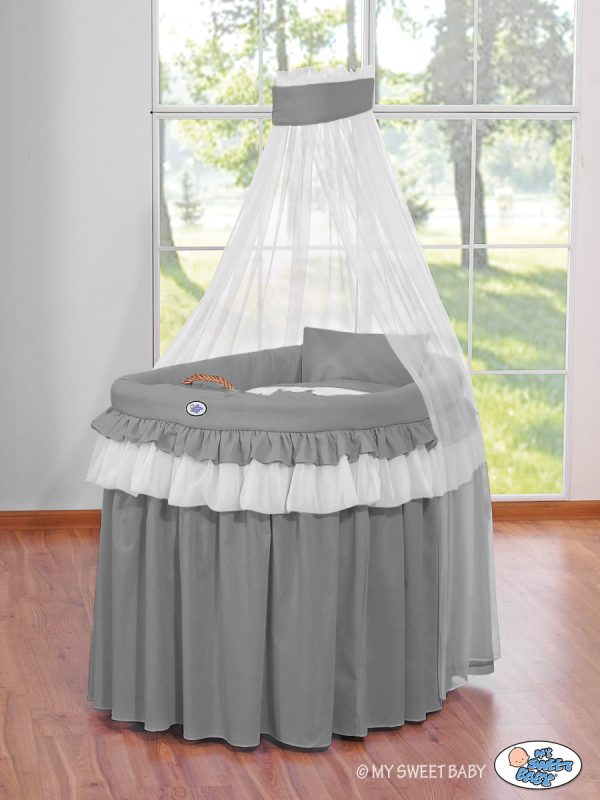Moses Basket Wicker drape crib- Little Prince Princess anthracite - Image 2