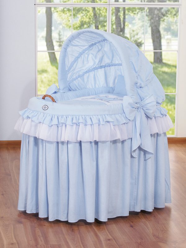 Cover set 4 pcs for Moses Basket Wicker hood crib- Little Prince blue