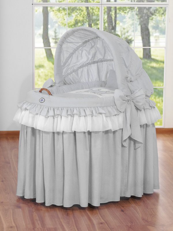 Cover set 4 pcs for Moses Basket Wicker hood crib- Little Prince Princess grey