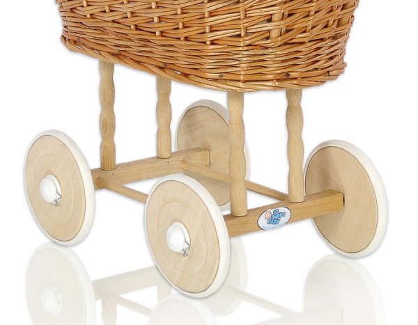 Wicker crib for doll - Moses basket for dolls with drape - pink - Image 5