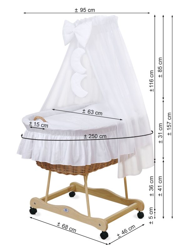 Moses Basket/Wicker drape crib- Bear with bow  lilac - Image 3