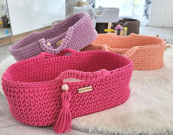 Moses basket BOHO cotton - doll carrier - peach - Image 7