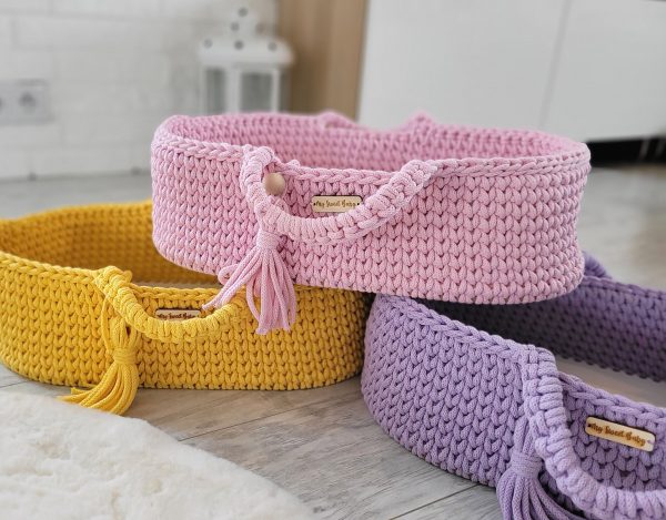 Moses basket BOHO cotton - doll carrier - pink - Image 7