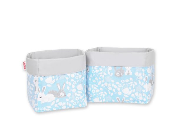 Set of 2 storage baskets - blue rabbits
