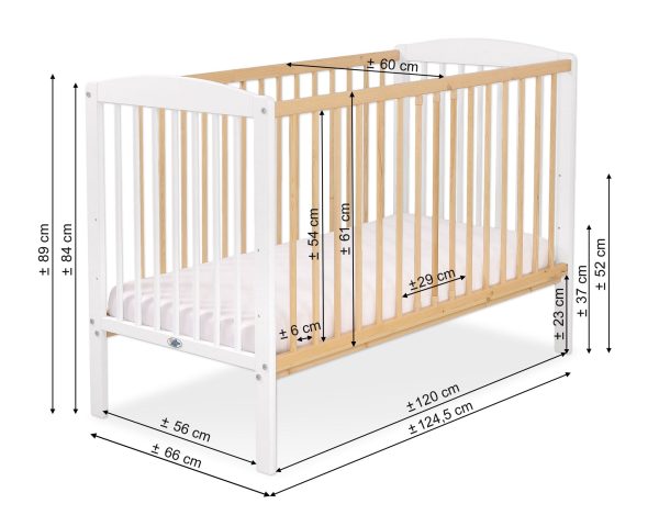 Wooden baby cot 120x60cm Leonardo white - natural wood - Image 9
