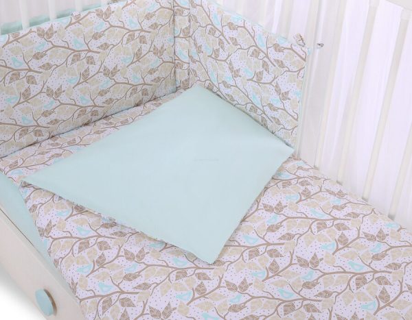 Baby cotton bedding set 2-pcs 135x100 cm- beige leaves - Image 3