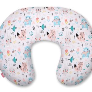 Breastfeeding Pillow Nursing Croissant Pillow, removable, Hands-Free Feeding- blue teddy bears
