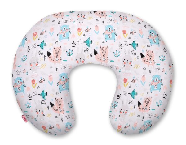 Breastfeeding Pillow Nursing Croissant Pillow, removable, Hands-Free Feeding- blue teddy bears