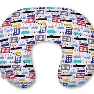 Breastfeeding Pillow Nursing Croissant Pillow, removable, Hands-Free Feeding- colorful cars
