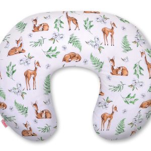 Breastfeeding Pillow Nursing Croissant Pillow, removable, Hands-Free Feeding- white deer