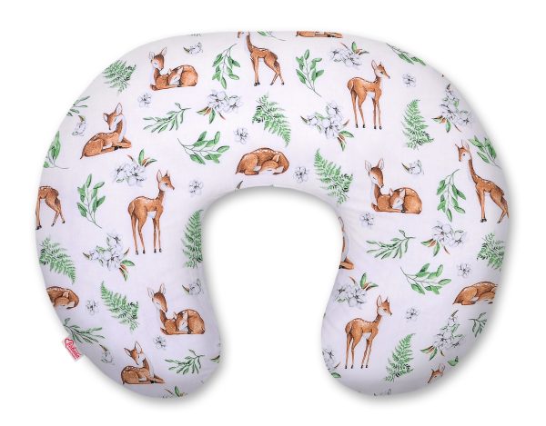Breastfeeding Pillow Nursing Croissant Pillow, removable, Hands-Free Feeding- white deer