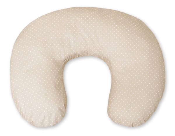 Feeding pillow- Hanging hearts white polka dots on beige