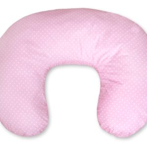 Feeding pillow- Hanging hearts white polka dots on pink