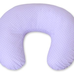 Feeding pillow- Hanging hearts white polka dots on lilac