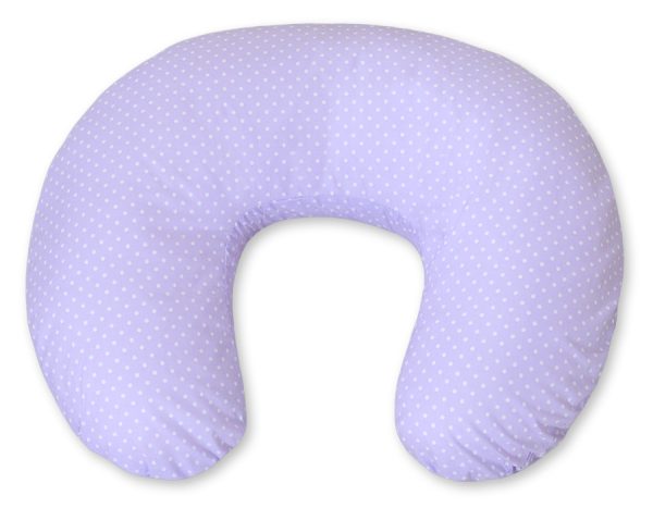 Feeding pillow- Hanging hearts white polka dots on lilac