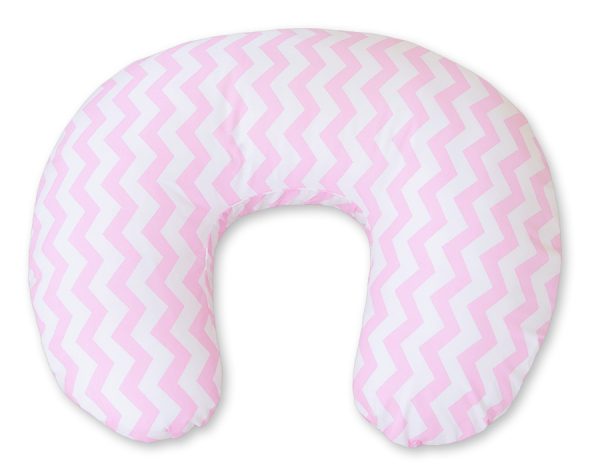 Breastfeeding Pillow Nursing Croissant Pillow, removable, Hands-Free Feeding - chevron pink