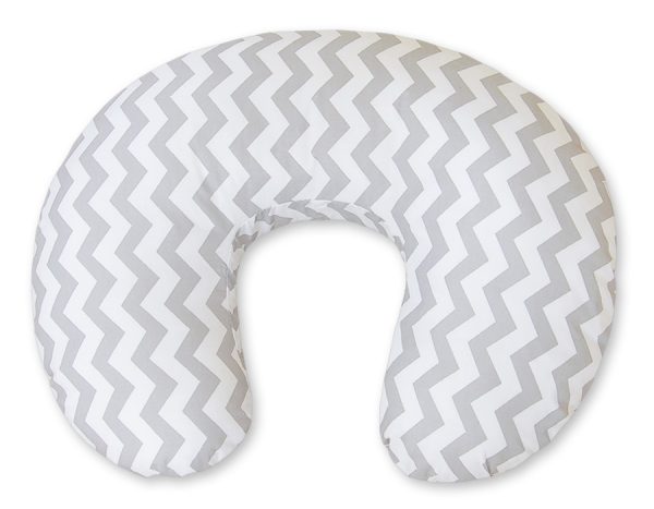 Breastfeeding Pillow Nursing Croissant Pillow, removable, Hands-Free Feeding - chevron grey