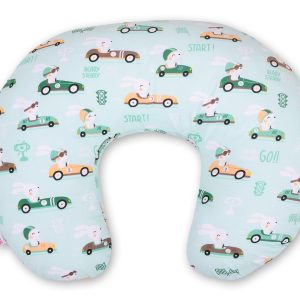 Breastfeeding Pillow Nursing Croissant Pillow, removable, Hands-Free Feeding- mint rabbits