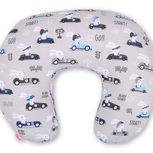 Breastfeeding Pillow Nursing Croissant Pillow, removable, Hands-Free Feeding- gray rabbits