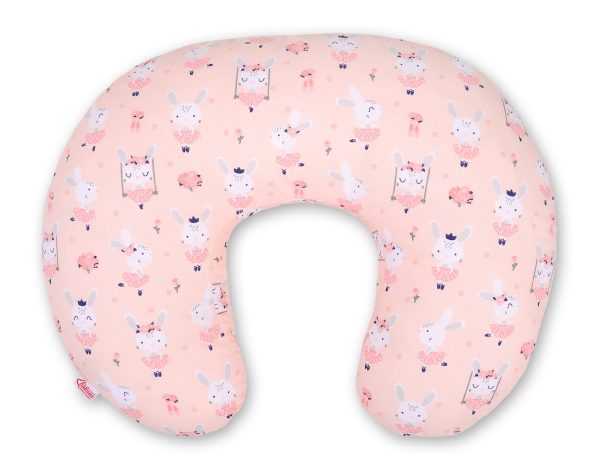 Breastfeeding Pillow Nursing Croissant Pillow, removable, Hands-Free Feeding - ballerinas pink