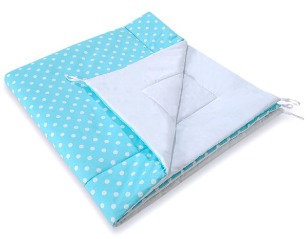Teepee tent for kids + playmat + pillows + decorative feathers - White dots on turquoise - Image 2