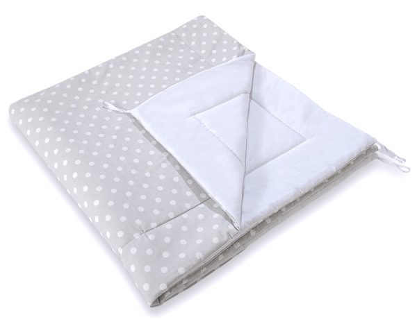 Teepee tent for kids + playmat + pillows + decorative feathers - White dots on grey - Image 2