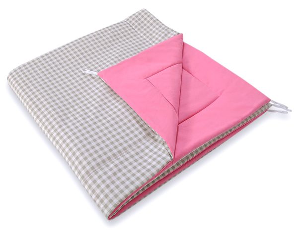 Teepee tent for kids +play mat + decorative feathers  - Grey checkered-pink - Image 2