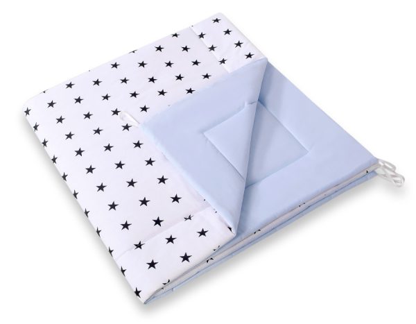 Teepee tent for kids + playmat + pillows + decorative feathers - Black Stars/blue - Image 2