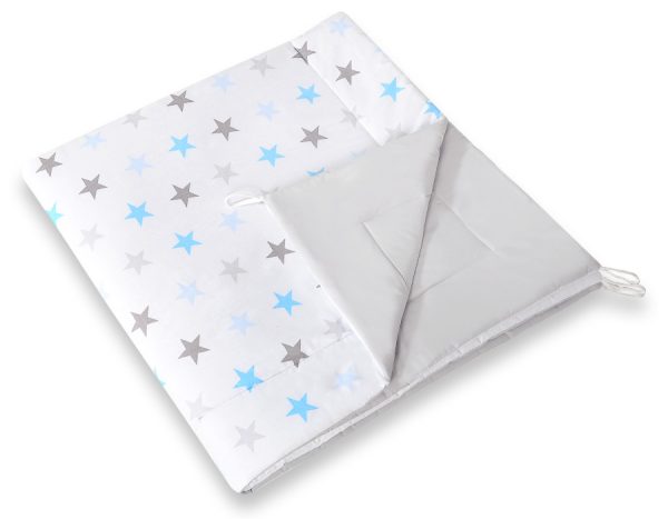 Teepee tent for kids +play mat + decorative feathers - Grey-blau stars/grey - Image 2
