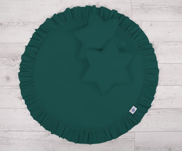 Set: Hanging baldachin for children's room cotton + Floor play mat + pillows - bottle green - Image 4