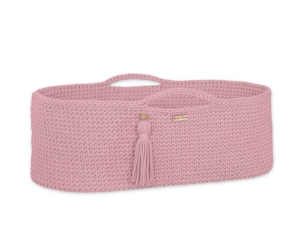 Moses basket BOHO Handmade cotton with mattress - pastel pink - Image 2