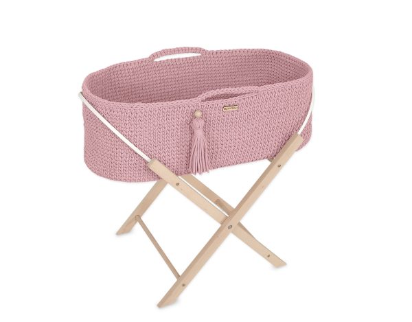 Moses basket BOHO Handmade with stand - pastel pink - Image 2