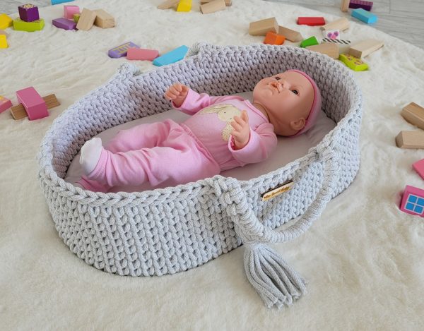 Moses basket BOHO cotton - doll carrier - light grey - Image 4