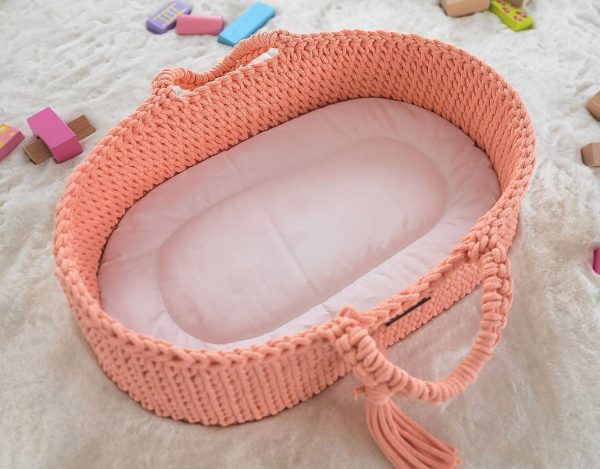 Moses basket BOHO cotton - doll carrier - peach - Image 4