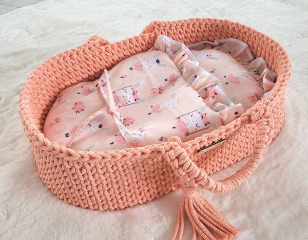 Moses basket BOHO cotton - doll carrier - peach - Image 5