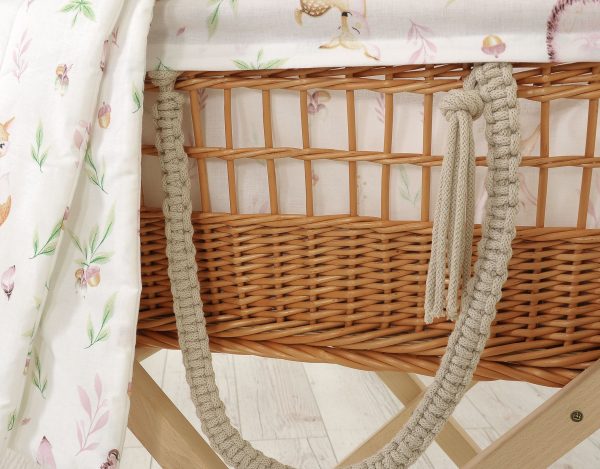 Moses wicker basket in BOHO style with stand with cotton lining - forest softness - Image 4