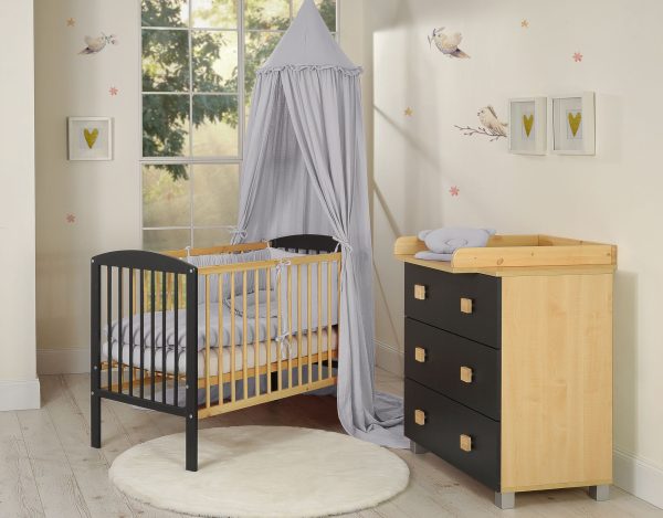 Muslin hanging canopy with frill - grey - Image 2