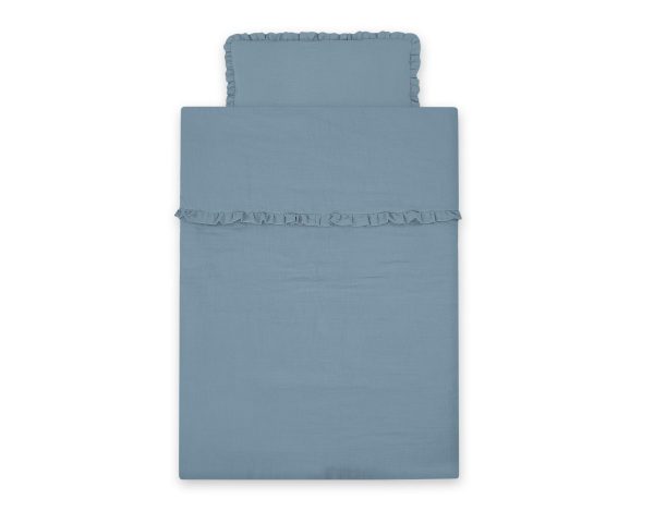 Bedding set MUSLIN 2-pcs with frill 100x135 – pastel blue - Image 3